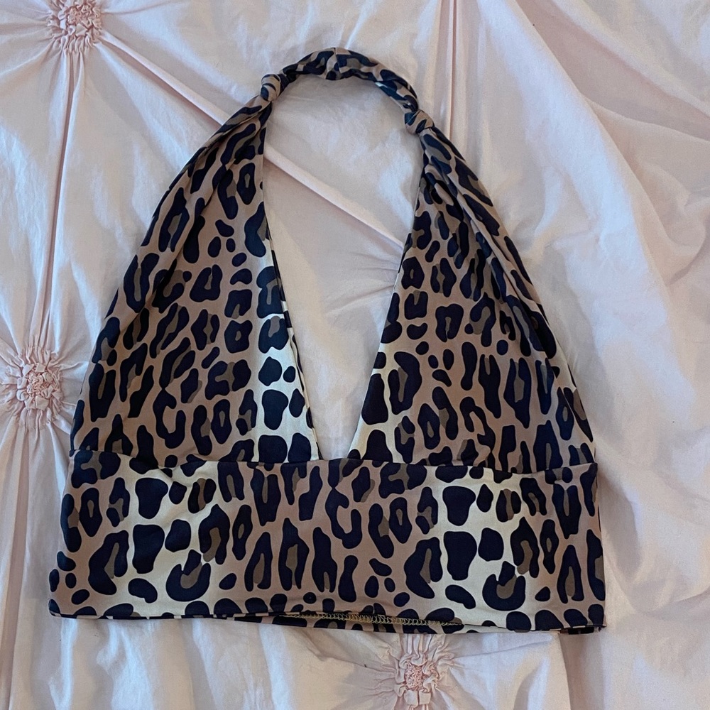 Cheetah print halter crop top